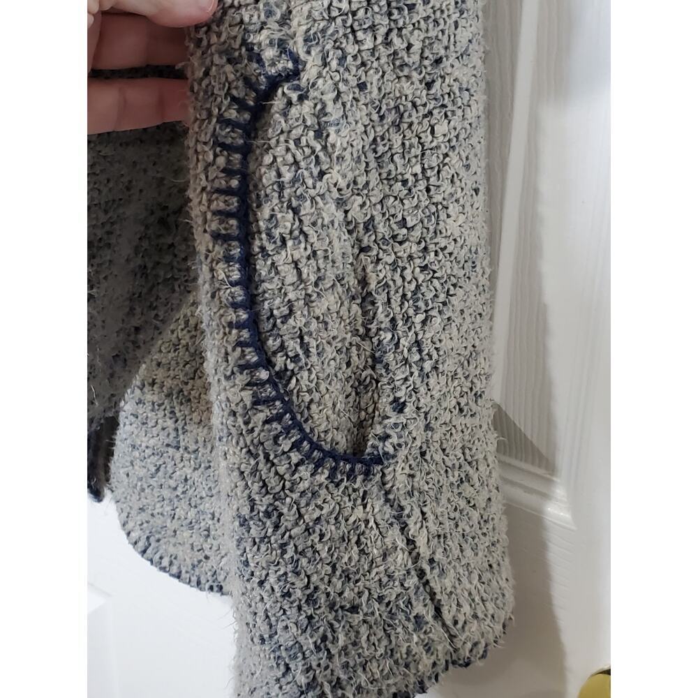 Artisans Knit Cardigan Sweater Women Large Blue Gray Folk Art Button Front - Picture 11 of 13